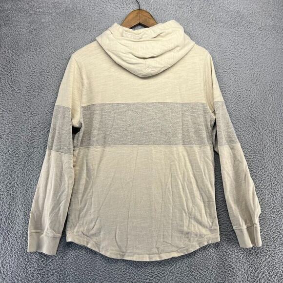 Abercrombie & Fitch Sweatshirt Men's Small Tan Gray Colorblock Hoodie Pullover - Picture 7 of 10
